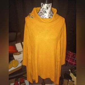 Women's Mustard Colored Sweater With Unique Design. (One Size)